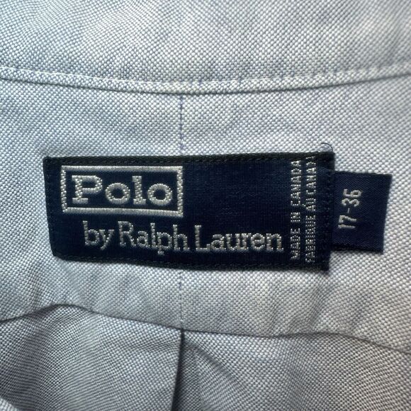 Polo Ralph Lauren Button Down Droptail Shirt Men's 17-36 Blue Flesh Color Horse - Picture 5 of 5